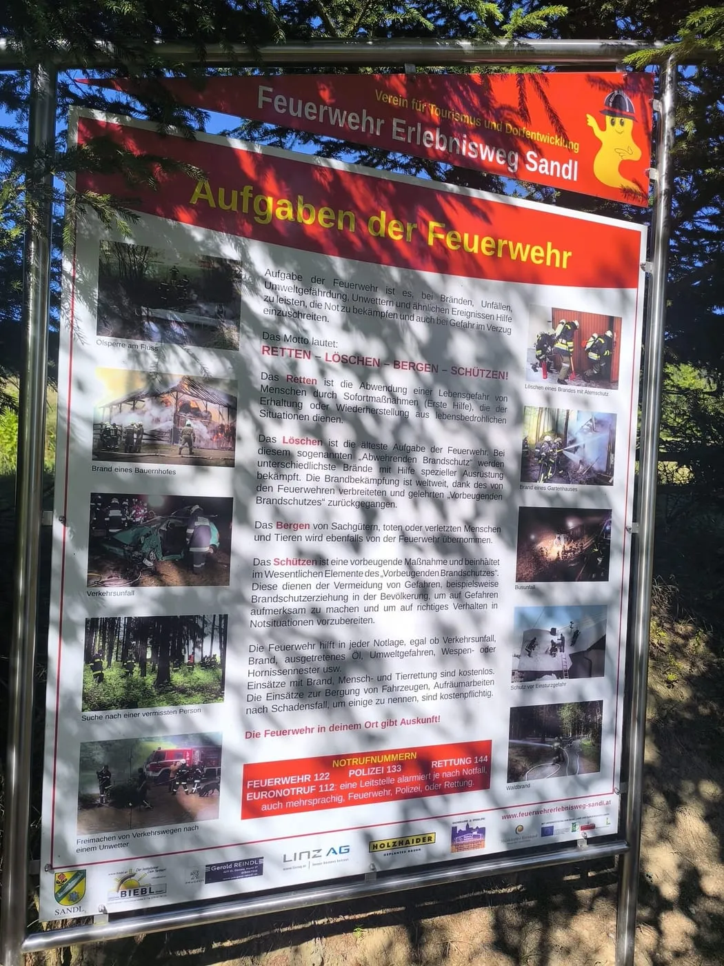Infotafel zu den Aufgaben der Feuerwehr